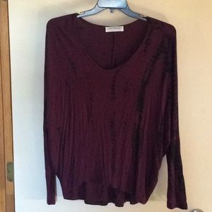 Large burgundy black tie dye top